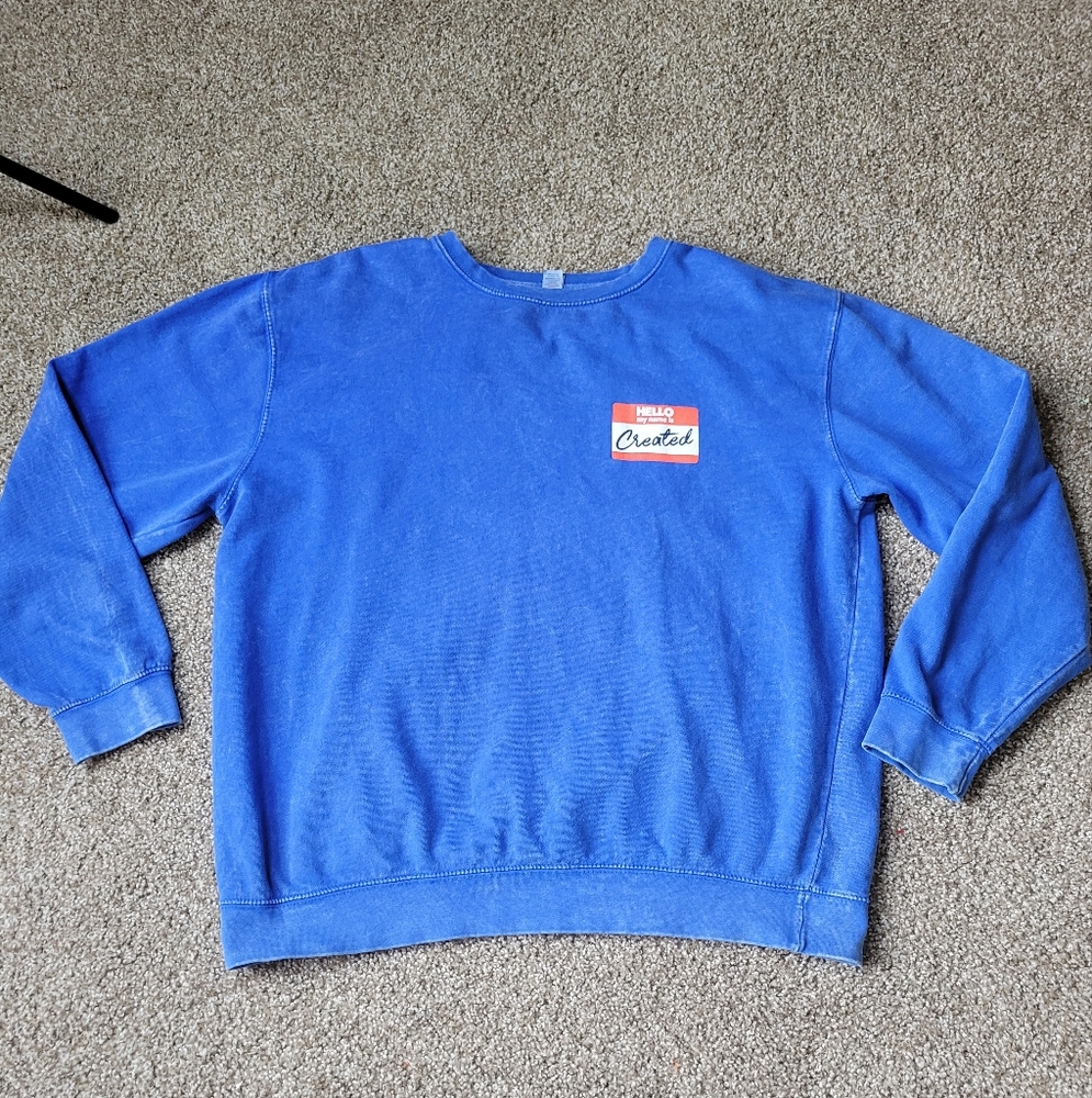 Mens Blue Smiley Face "who says who you are" Long sleeve Sweater